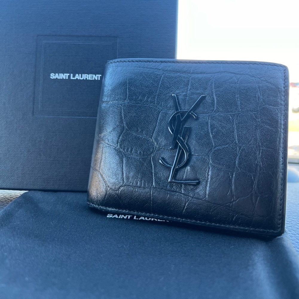 YSL MENS WALLET CROC EMBOSSED BRAND NEW WITH BOX